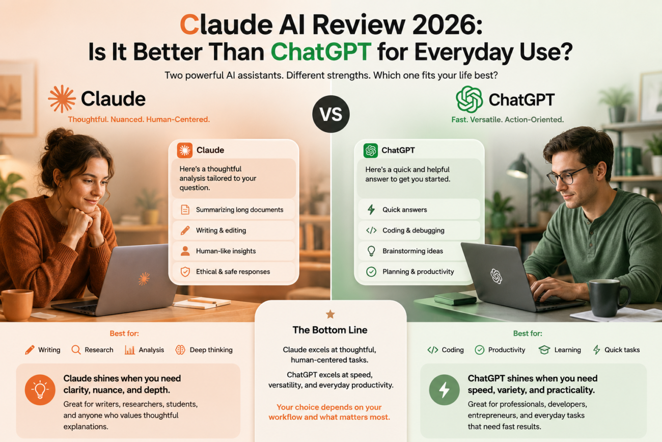 Claude AI vs ChatGPT comparison for everyday use in 2026