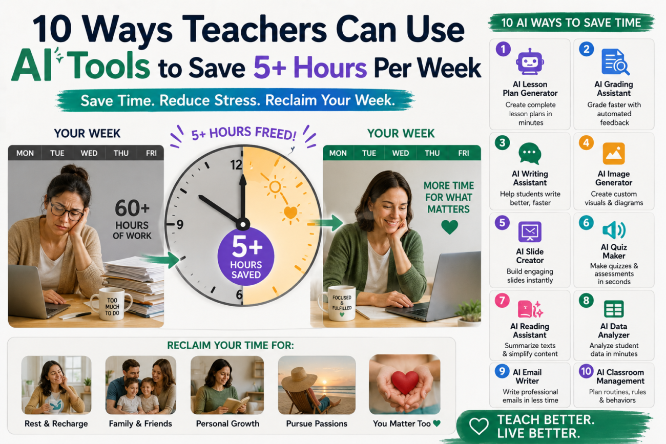 10 Ways Teachers Can Use AI Tools to Save 5+ Hours Per Week