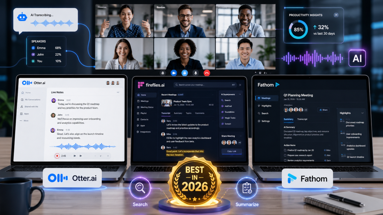 Otter.ai vs Fireflies.ai vs Fathom compared: features, pricing, and the best AI meeting transcription tool for your team in 2026.