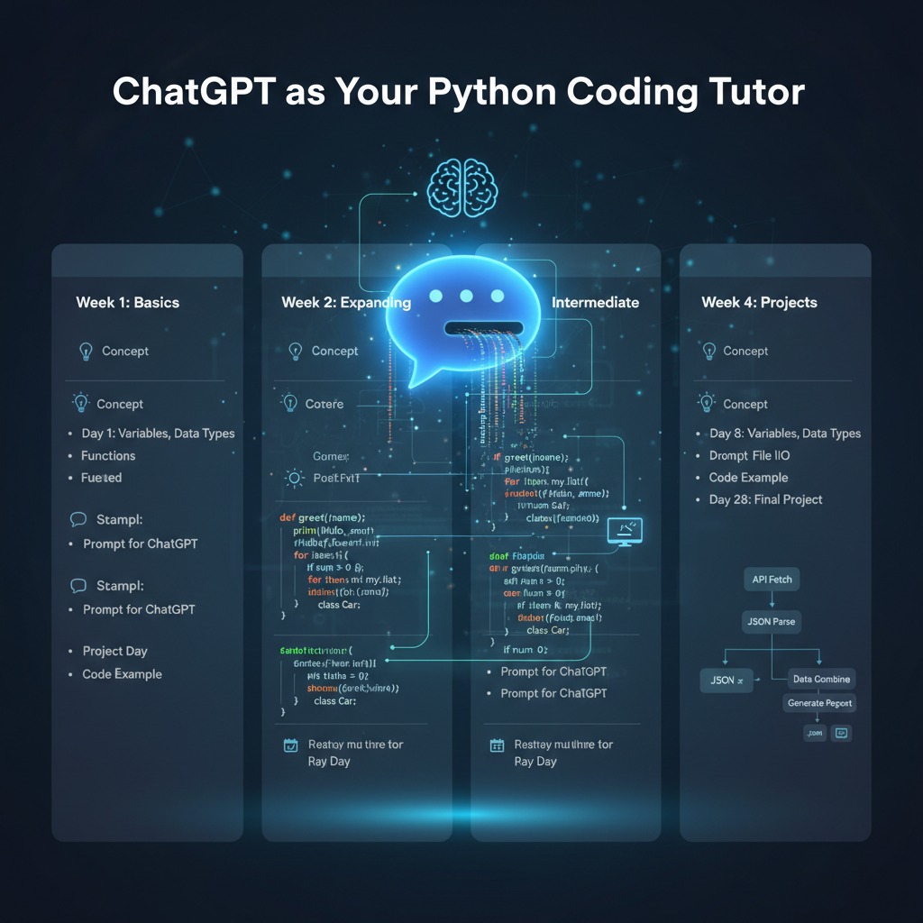 Use ChatGPT as a Python coding tutor — a beginner's guide with real prompts, actual code examples, and a structured 4-week learning plan that actually works.